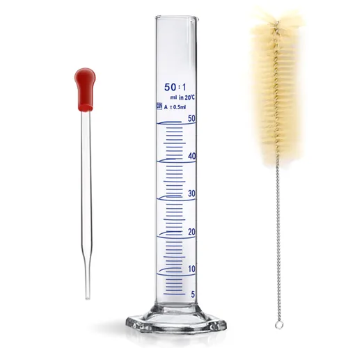 Vista 8 de Cilindro graduado de vidrio grueso para medir líquidos de laboratorio con base hexagonal viene con un gotero de vidrio (vidrio, 5ML)