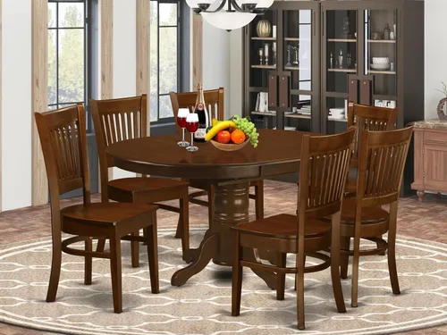 Vista 2 de East West Furniture KEVA7-ESP-W - Juego de comedor de 7 piezas compuesto por una mesa de comedor ovalada con hojas de mariposa y 6 sillas de asiento