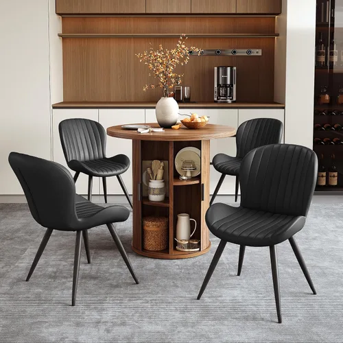 Vista 116 de Miereirl Moderno juego de comedor de 5 piezas para mesa redonda de madera de 4,31.5 pulgadas con estante de almacenamiento semiabierto y puerta