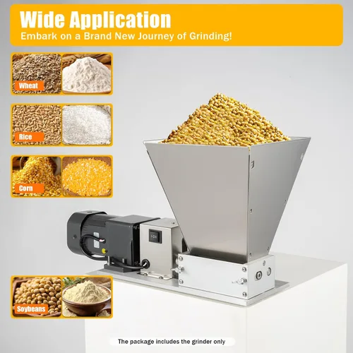 Vista 9 de Molinillo eléctrico de grano con rodillos ajustables, molinillo de cebada, trituradora de malta, molino de grano eléctrico de 110 V, 60 W