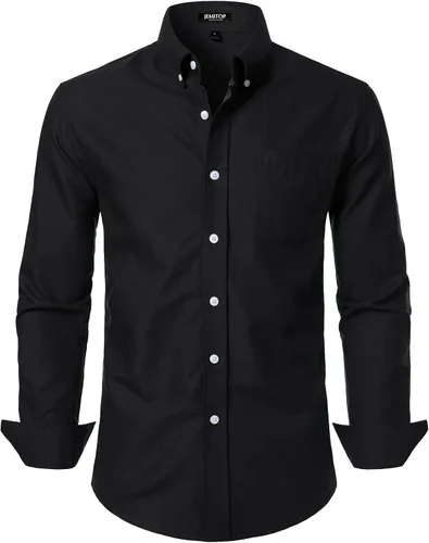 Vista 18 de JEMITOP Camisas de manga larga Oxford ligeras para hombre