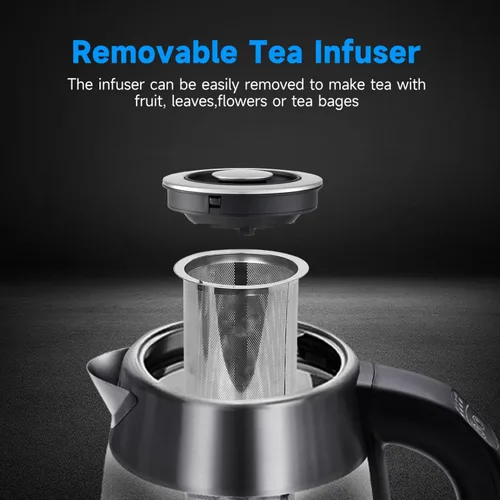 Vista 5 de Aigostar Hervidor Eléctrico, Tetera con Control de Temperatura e Infusor de Té, Hervidor de Agua Caliente de 1500W con Temperatura Variable, Función