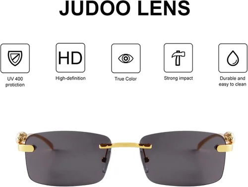 Vista 3 de JUDOO Retro Rimless Rectangle Sunglasses for Men Women Trendy Frameless Tinted Lens Eyewear