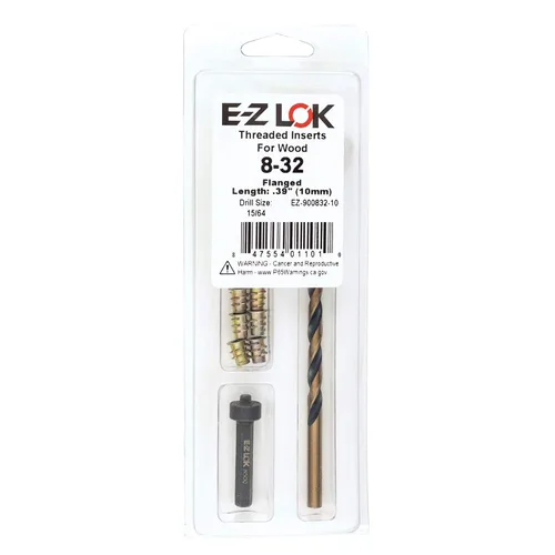Vista 23 de E-Z LOK Kit de reparación de rosca hexagonal E-Z para insertos roscados con brida para madera blanda 1/4-20 x 13mm, perforador, herramienta