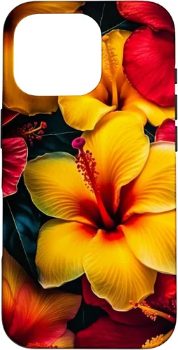 Vista 20 de Hawaiian Tropical Yellow Red Hibiscus Plumeria Case for iPhone 17