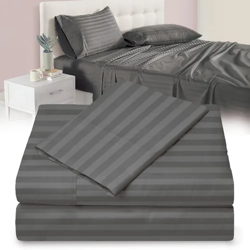 Vista 64 de Juego de Sábanas Twin - Sábanas de Cama Twin de Microfibra Ultra-Suave 1800 - Doble Cepillado - Bolsillos Profundos - Ajuste Fácil - Sin Arrugas Gris