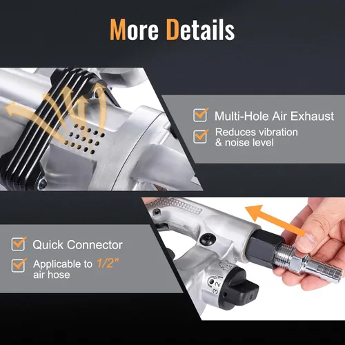 Vista 5 de ERGOMASTER Pistola de Llave de Impacto Neumática de 1 Pulgada de Alto Torque, Juego de Llave de Impacto Neumática de Servicio Pesado con Mango en D