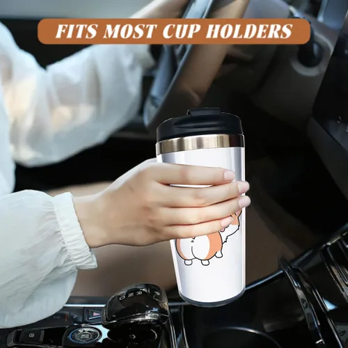 Vista 4 de Corgi Butt - Taza de café de viaje de acero inoxidable de 13 onzas, divertida botella de agua con aislamiento, vaso de regalo de cumpleaños