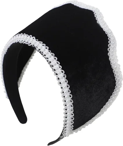 Vista 4 de Diadema victoriana de terciopelo con perlas isabelinas Tudor Coronet Negro