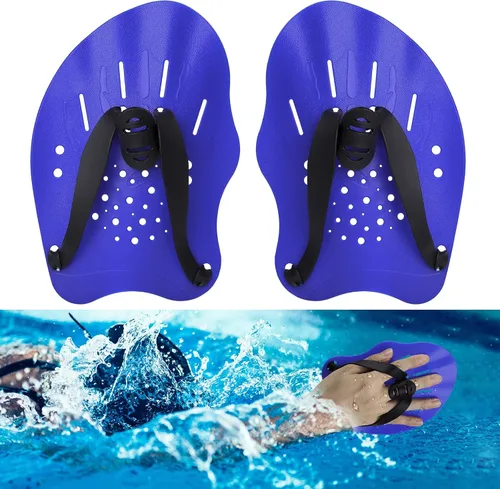 Vista 9 de Hianjoo Aletas de Mano para Natación para Adultos y Jóvenes (1 Par), Aletas de Natación de Fuerza de Entrenamiento para Piscina, Accesorios
