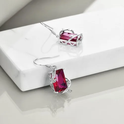 Vista 4 de POPLYKE - Aretes colgantes de plata de ley con forma de lágrima de lágrima celta de piedra lunar, Plata de ley, Circonia cúbica