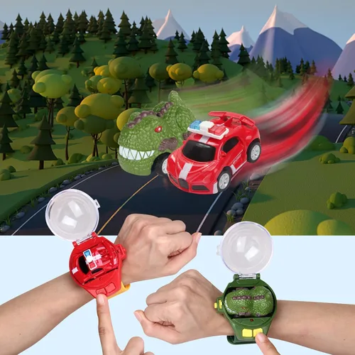 Vista 2 de Tomatong Juguetes de Reloj de Coche con Control Remoto con Luz LED, Mini Coches de Carreras de 2.4 GHz Juguete de Muñeca para Niños, Coche Pequeño