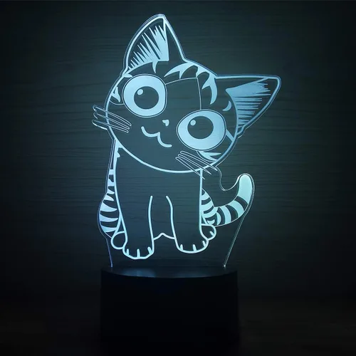 Vista 3 de Luz nocturna LED de ilusión óptica 3D, lámpara de escritorio para dormir para niños y niñas, control táctil, 7 cambios de color, alimentada por USB