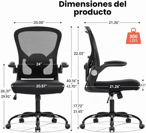 Vista 2 de Silla de oficina ergonómica, cómoda silla de escritorio de oficina para computadora, color negro