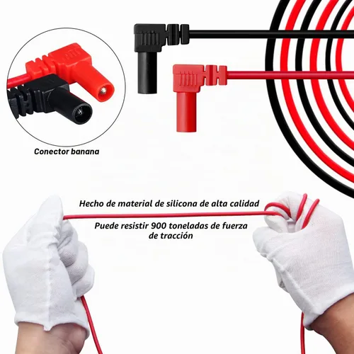 Vista 2 de Kit de Puntas de Prueba Flexibles para Multímetro de HengTianMei, CAT III 1000V 10A, Punta de Voltaje para Medición Precisa con Enchufe de Banana