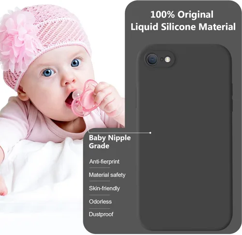 Vista 7 de Vooii Funda para iPhone SE 2022/3rd/2020, iPhone 8/7, silicona líquida mejorada con [bordes planos] [protección de cámara]