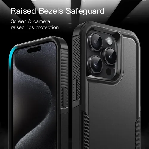 Vista 5 de JETech Funda para iPhone 15 Pro de 6.1 pulgadas, resistente protección resistente de doble capa, a prueba de golpes, funda protectora resistente