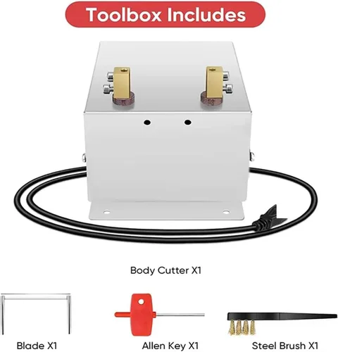 Vista 2 de Electric Rope Cutter - 60W Hot Knife Thermal Blade Heat Sealer, Maximum Temperature 500℃, Bench Mount Tool for Cutting Braid Fabric, Webbing White