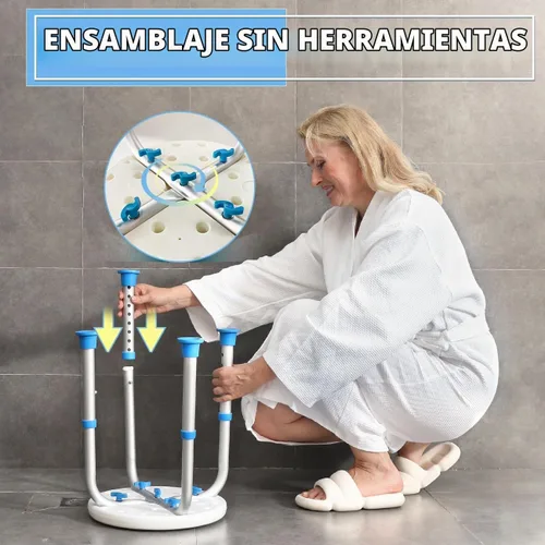 Vista 6 de SOUHEILO Silla de ducha ajustable para ducha interior, taburete de ducha redondo elegible para HSA/FSA para bañera interior, asiento de ducha sin