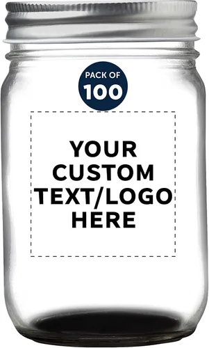 Vista 45 de DISCOUNT PROMOS Juego de 10 tarros de albañil decorativos, 12 onzas, texto personalizable, logotipo, enlatado, tapa de aluminio, color negro
