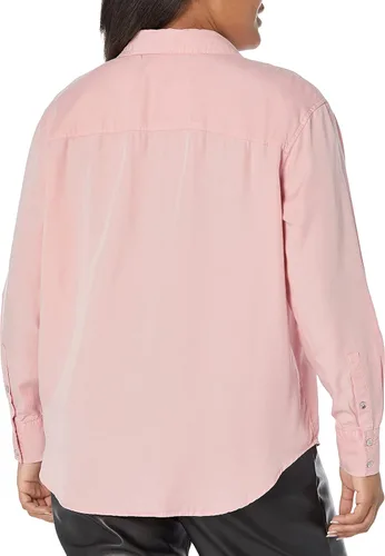 Vista 2 de Calvin Klein Camisa con botones y dobladillo dividido para mujer con mangas enrollables