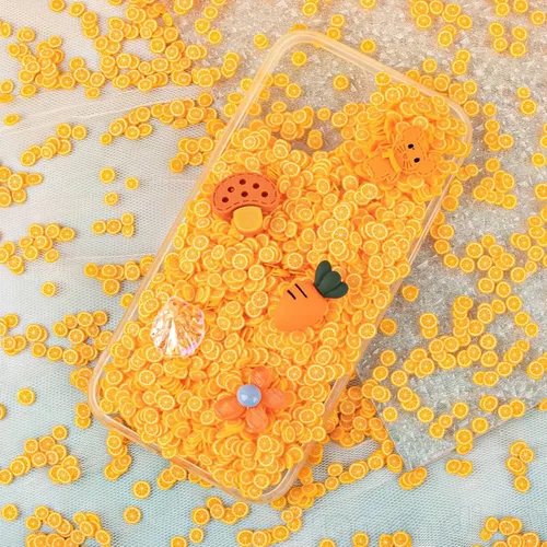 Vista 3 de Framendino, 3.53 oz 3D lindo fruta naranja rebanadas arcilla polímero para decoración de uñas DIY Sandía