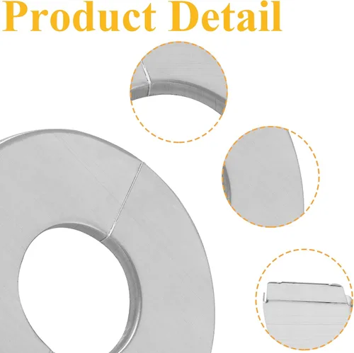 Vista 4 de 4 piezas autoadhesivas de pared dividida de brida cubierta de tubería de acero inoxidable placa redonda de 1.06 pulgadas para tuberías de agua