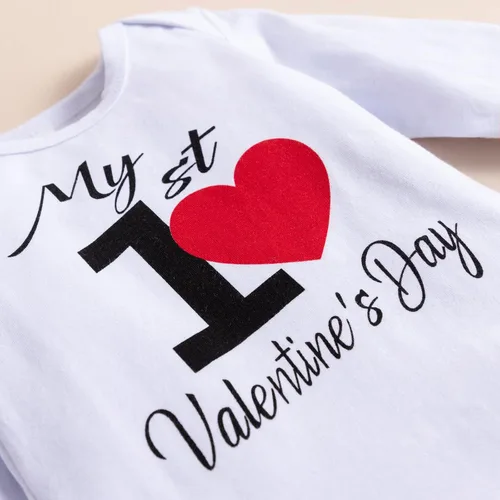Vista 60 de Mameluco de manga larga con estampado de corazón para el día de San Valentín, recién nacido, para bebés, niños y niñas