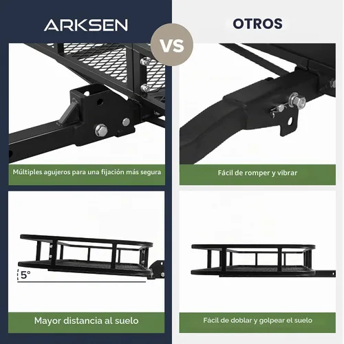 Vista 5 de Canasta de carga plegable de ARKSEN, receptor de enganche de 2", 60" de ancho