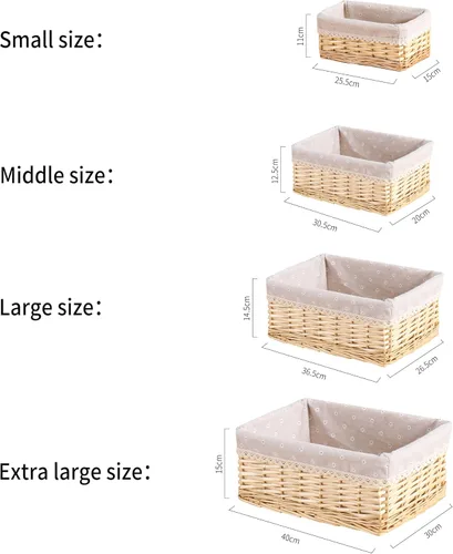 Vista 7 de Cesta de almacenamiento hecha a mano, cesta de mimbre tejida a mano, materiales de sauce natural, rectangular, 1 paquete, tamaño pequeño