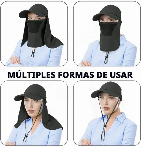 Vista 4 de CRISTGEE Gorra plegable para el sol, sombreros de pesca, protección UPF 50+ con solapa para el cuello Verde militar