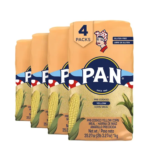 Vista 10 de P.A.N. Harina de Maíz Amarillo - Harina Precocida sin Gluten y Kosher para Arepas, 1 kg (35 oz / 2 lb 3.3 oz)