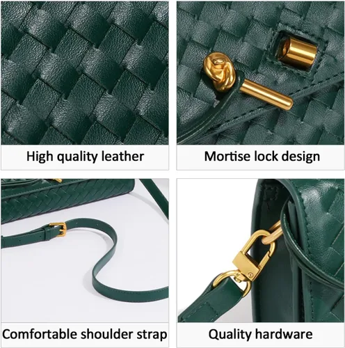 Vista 2 de JYG Bolso tejido para mujer, bolso de hombro de noche de moda de piel sintética, hecho a mano, bolso de mano casual, bolso cruzado 2024
