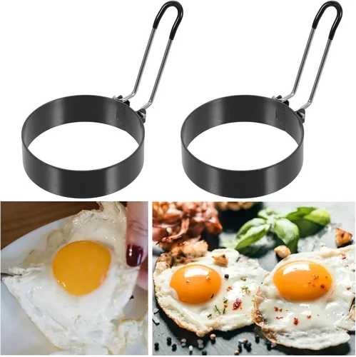 Vista 8 de 3 anillos redondos de tortilla de acero inoxidable, moldes antiadherentes