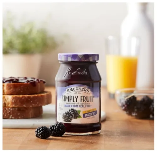 Vista 4 de Smucker's Simply Fruit - Fruta untable en tarro de 10 onzas (paquete de 3) (mora sin semillas)