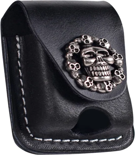Vista 13 de Funda de cuero para encendedor hecha a mano con lazo para cinturón de bolsillo