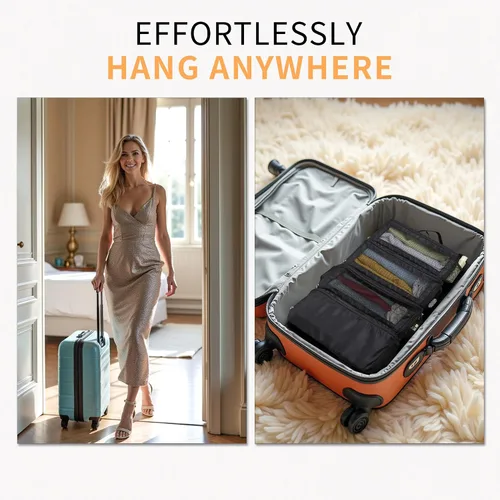 Vista 3 de Organizador de maleta, organizador de bolsas de viaje para equipaje de compresión para colgar cubos de equipaje para viajes, llevar en el armario