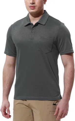 Vista 4 de Gopune Mens Short Sleeve Polo Shirts Quick Dry Outdoor Golf Shirts with Pocket