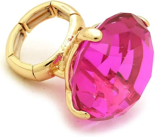 Vista 6 de Fashion 21 Anillo elástico de piedra colorida de cristal extra grande para mujer Amatista