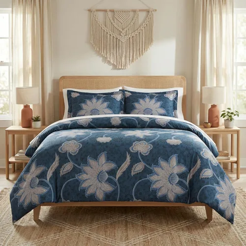 Vista 46 de Southshore Fine Living, Inc. Juego de edredón costero individual XL, edredón de plumón alternativo a rayas azules, tamaño individual XL con funda