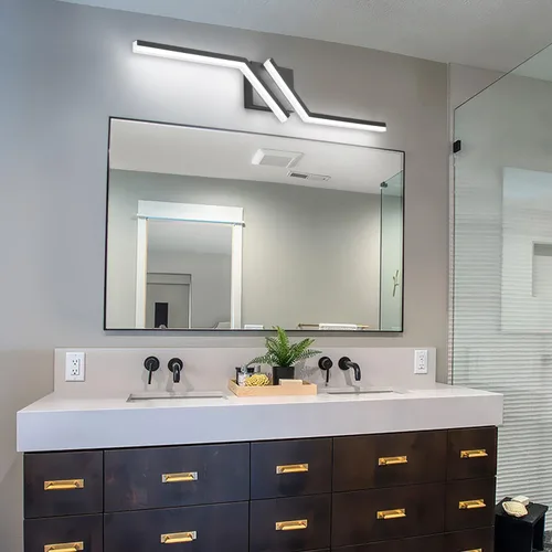 Vista 7 de Luz de tocador de baño negra de 32 pulgadas, LED moderna, 3CCT, regulable, 24 W, luminarias de baño sobre espejo 3000 K/4500 K/6000 K, 3