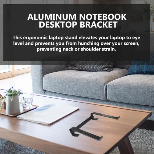Vista 9 de Portable Folding Laptop Stand, Black Aluminium Alloy Holder for Desk