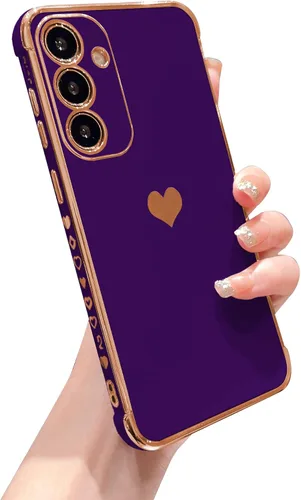 Vista 39 de phylla Funda de teléfono compatible con Samsung Galaxy A12 de 6.5 pulgadas, lindo corazón chapado en oro, elegante funda de lujo para mujer