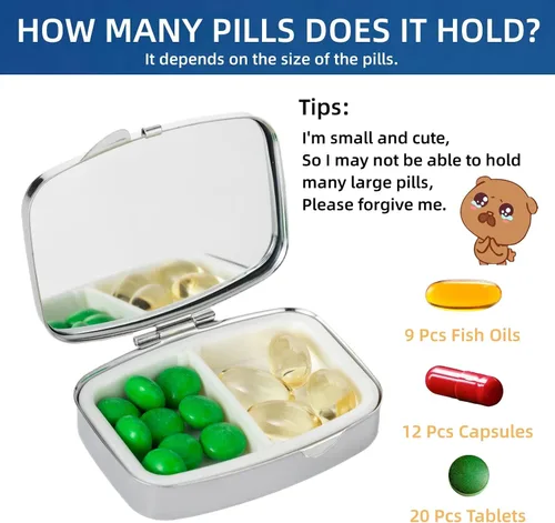 Vista 4 de Pequeño y lindo organizador de píldoras, pastillero de viaje para bolso, diario, caja de medicina, contenedor de bolsillo, organizador de vitaminas