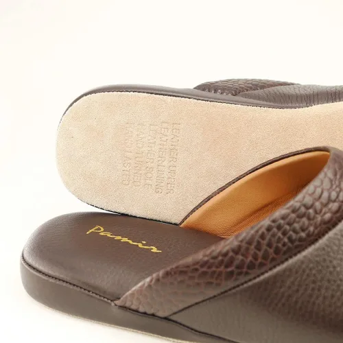 Vista 3 de PAMIR Pantuflas de casa de cuero texturizado prémium para hombre con espuma viscoelástica
