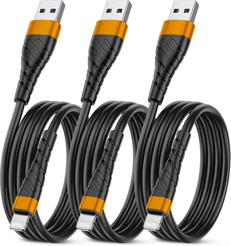 Vista 12 de Cable de carga corto con certificación MFi para iPhone, paquete de 3 unidades de 1 pie, 12 pulgadas para cable de carga Lightning, cable de datos