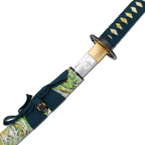Vista 5 de Snake Eye Tactical Espada Katana Samurai clásica hecha a mano con soporte de exhibición de madera