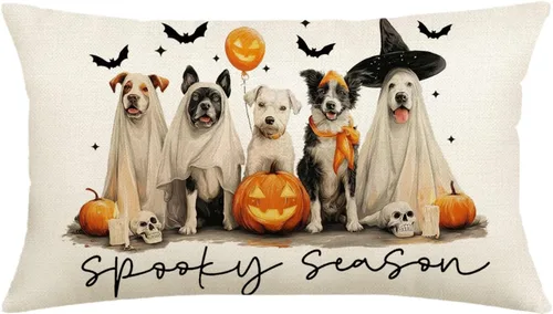 Vista 12 de Funda de almohada de Halloween de 12 x 20 pulgadas con temática otoñal de Just a Spooky Goose en disfraces de Halloween, lindas almohadas