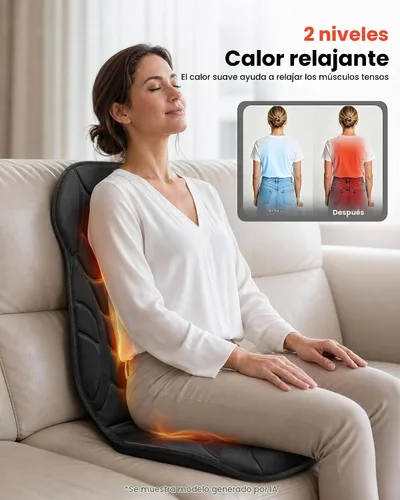Vista 3 de COMFIER Masajeador de espalda con calor, almohadilla de silla de masaje