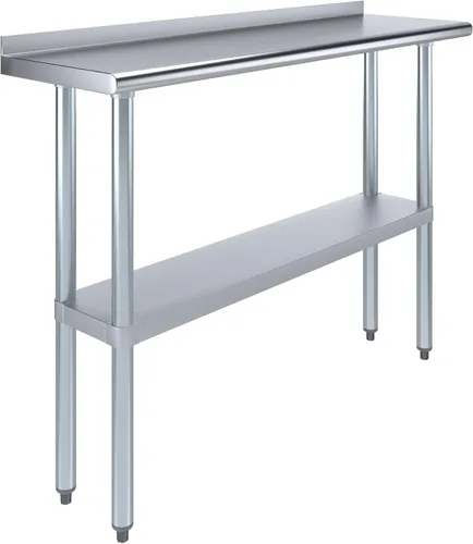 Vista 14 de AmGood Mesa de trabajo de acero inoxidable de 24 pulgadas x 12 pulgadas con protector contra salpicaduras de 1.5 pulgadas Mesa de preparación